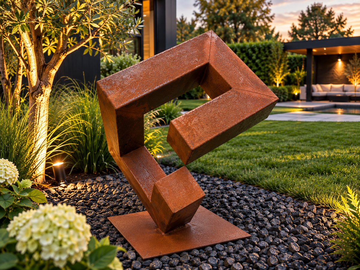 Fractured Balance – Abstract Steel Sculpture