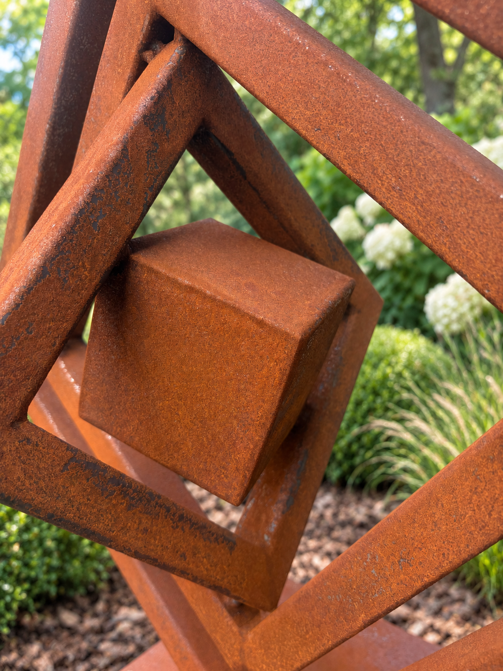 Inner Cube – Geometric Steel Sculpture