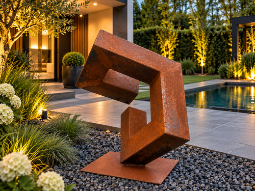 Fractured Balance – Abstract Steel Sculpture