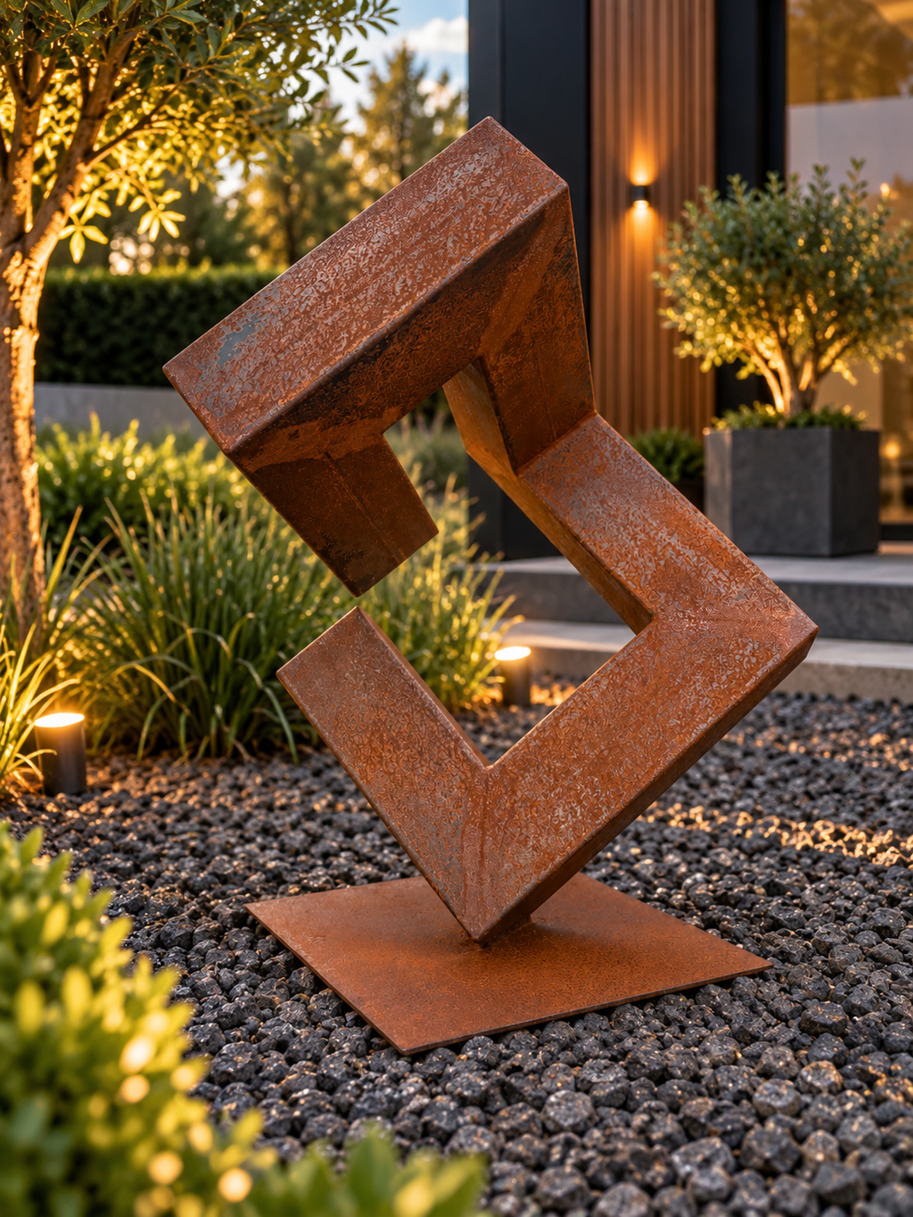 Fractured Balance – Abstract Steel Sculpture