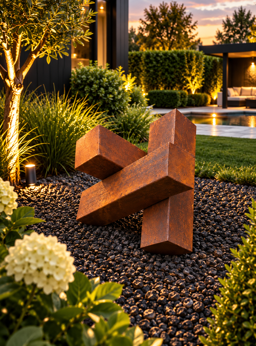 Crossbound – Geometric Steel Sculpture