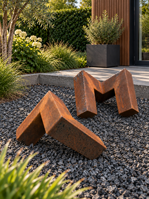 Dual Form – Set of Two Geometric Steel Sculptures